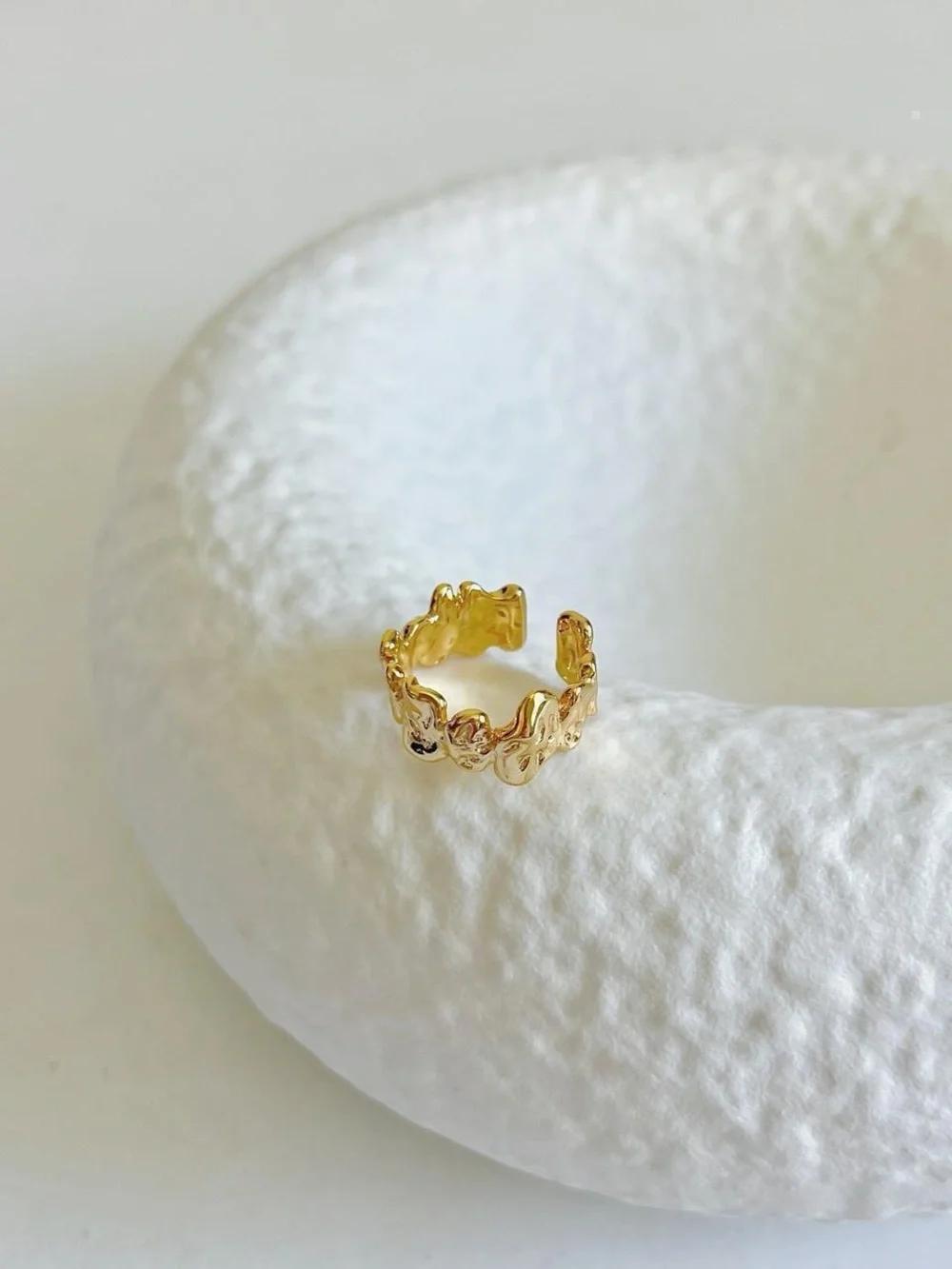 Scalloped Organic Gold Open Band Ring